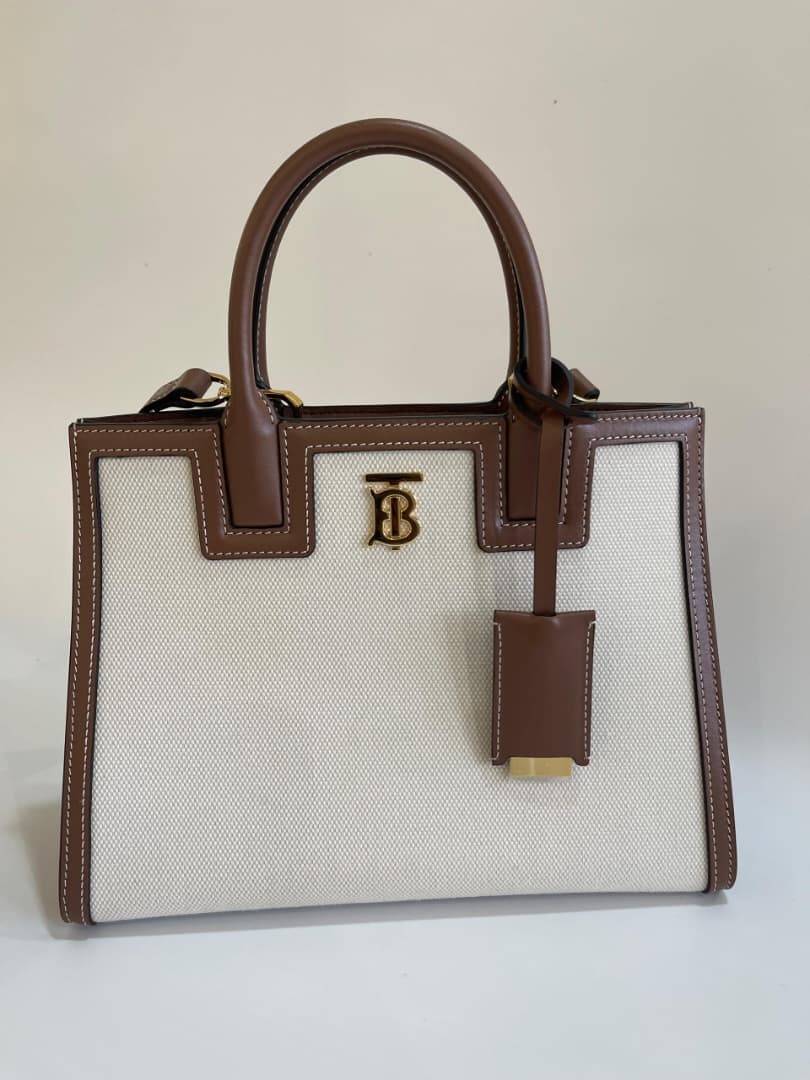 Burberry Frances tote before and after deep cleaning — after