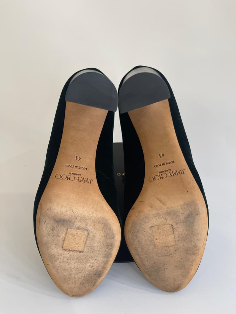 Jimmy Choo heels before and after sole and heel repair — after